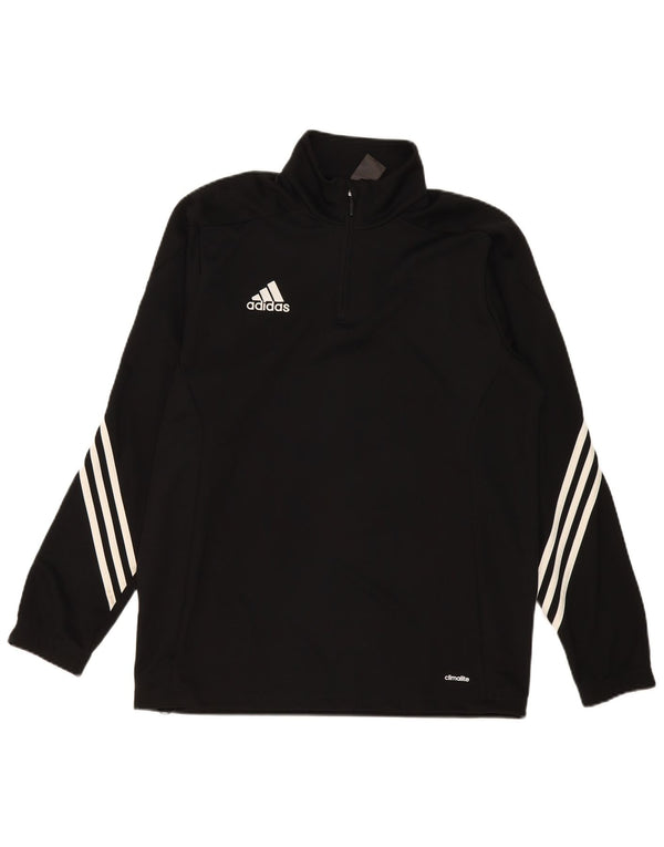 Adidas Mens Climalite Zip Neck Pullover Treino Top Grande Poliéster Preto