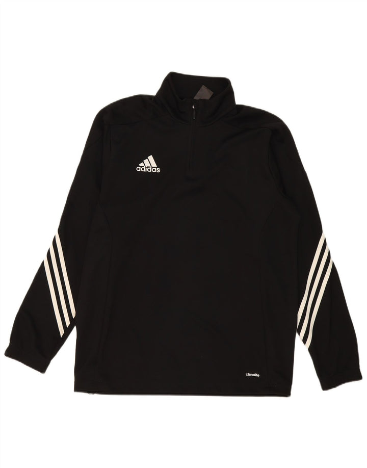 Adidas Mens Climalite Zip Neck Pullover Treino Top Grande Poliéster Preto