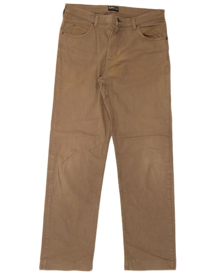 Lee Mens Brooklyn Straight Jeans W34 L33 Algodão Bege