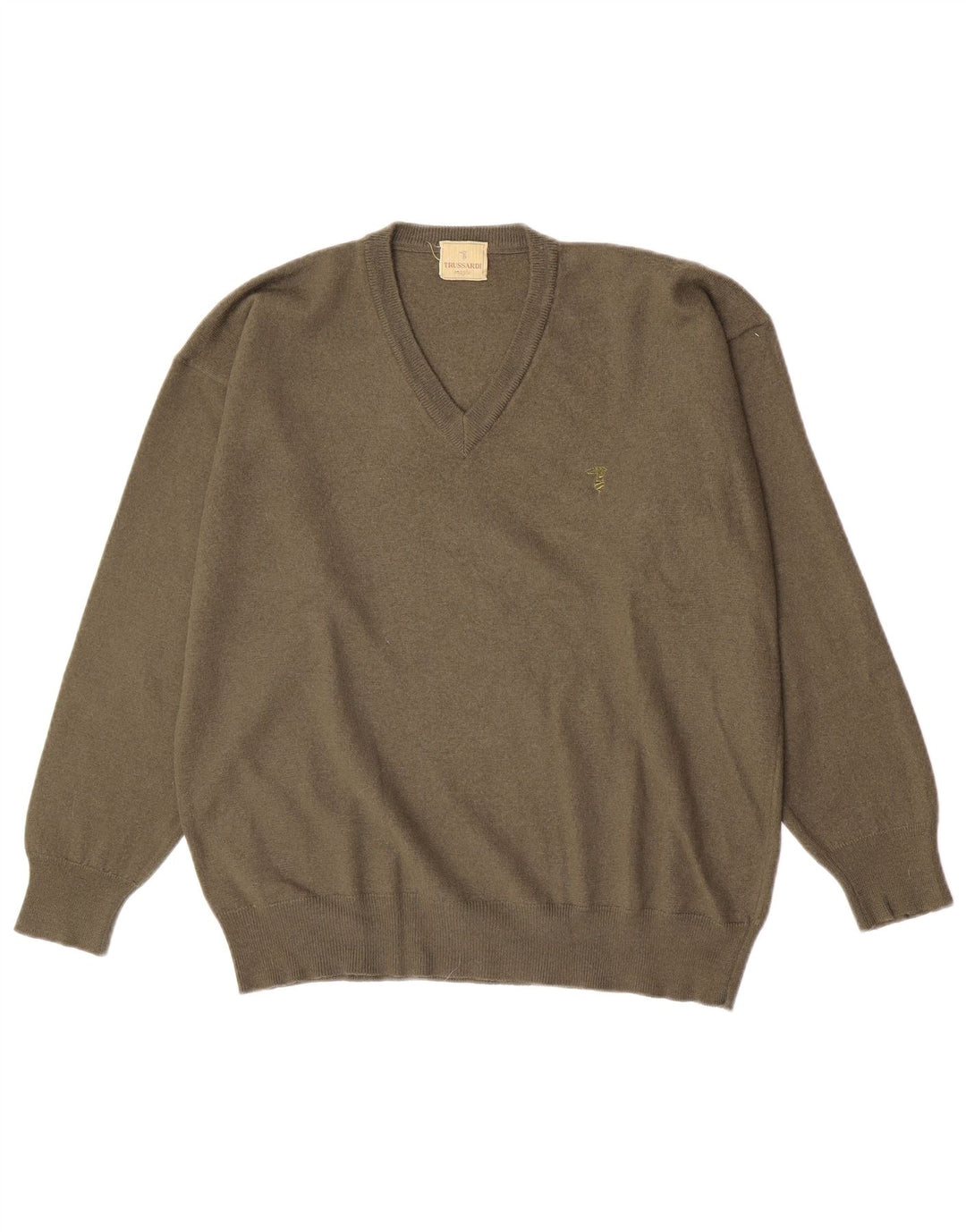 Suéter masculino Trussardi com decote em V grande verde