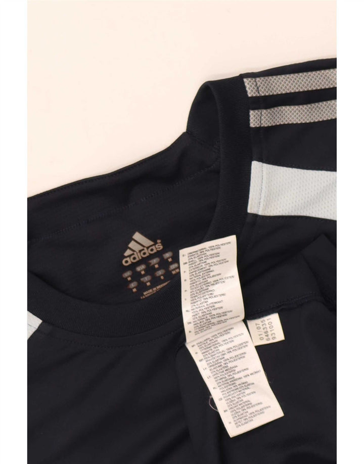 Adidas Mens Camiseta Top Médio Azul Marinho Colorblock Poliéster