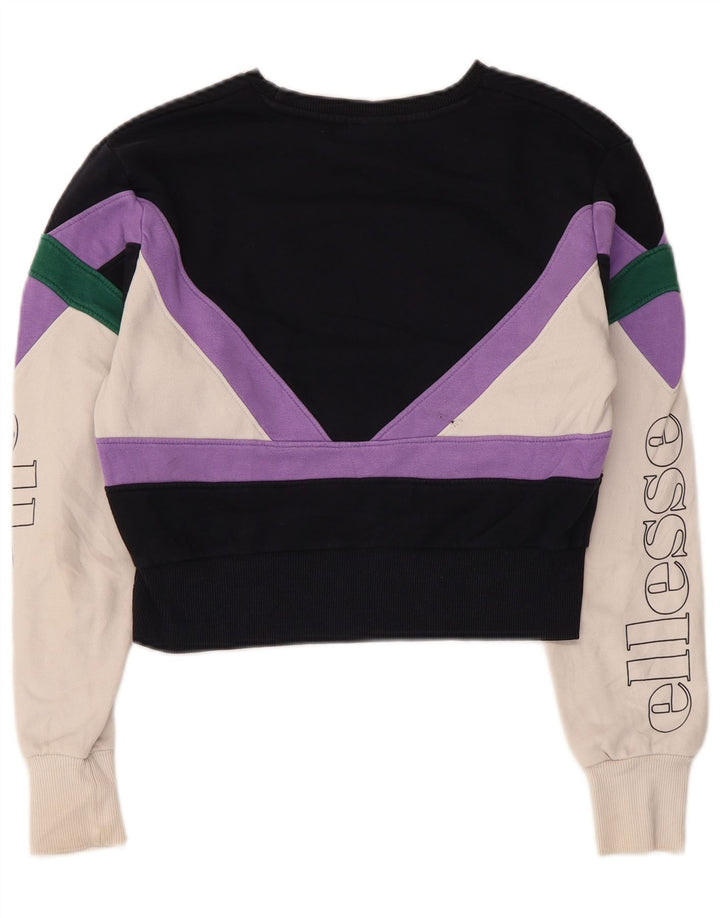 Suéter Ellesse feminino cropped UK 8 pequeno bloco colorido multicolorido