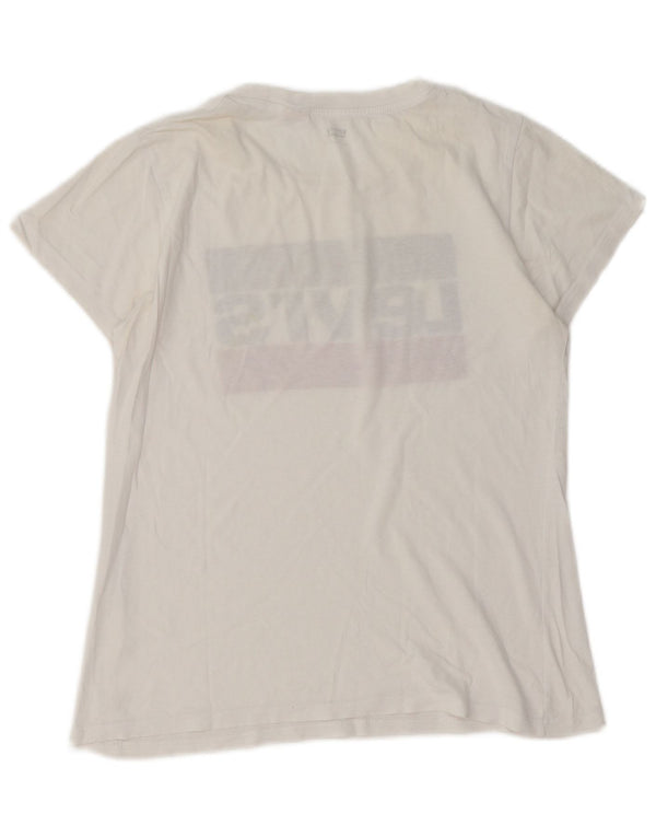 Camiseta feminina gráfica LEVI'S UK 10 pequena branca