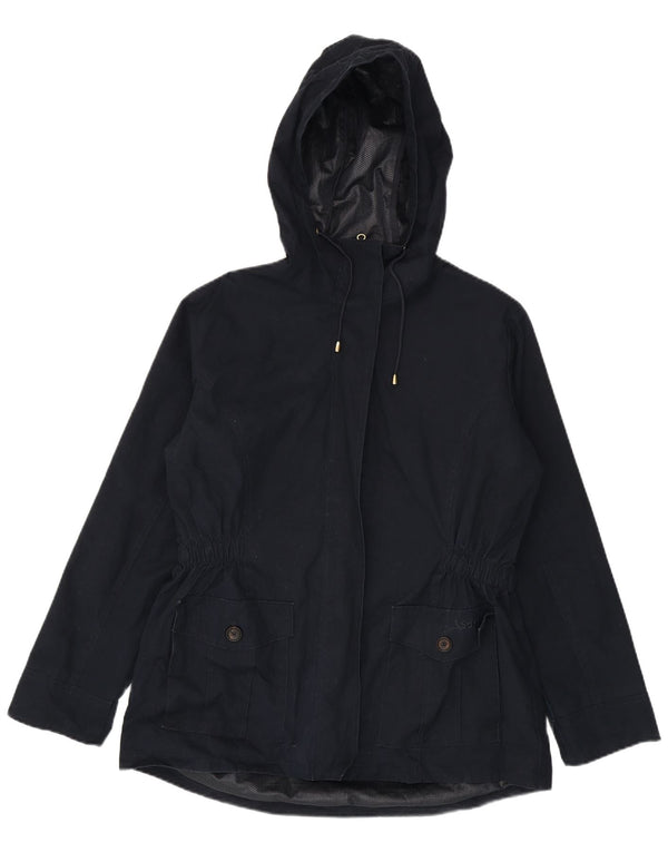 Jaqueta de chuva feminina Schoffel com capuz Reino Unido 16 grande algodão azul marinho