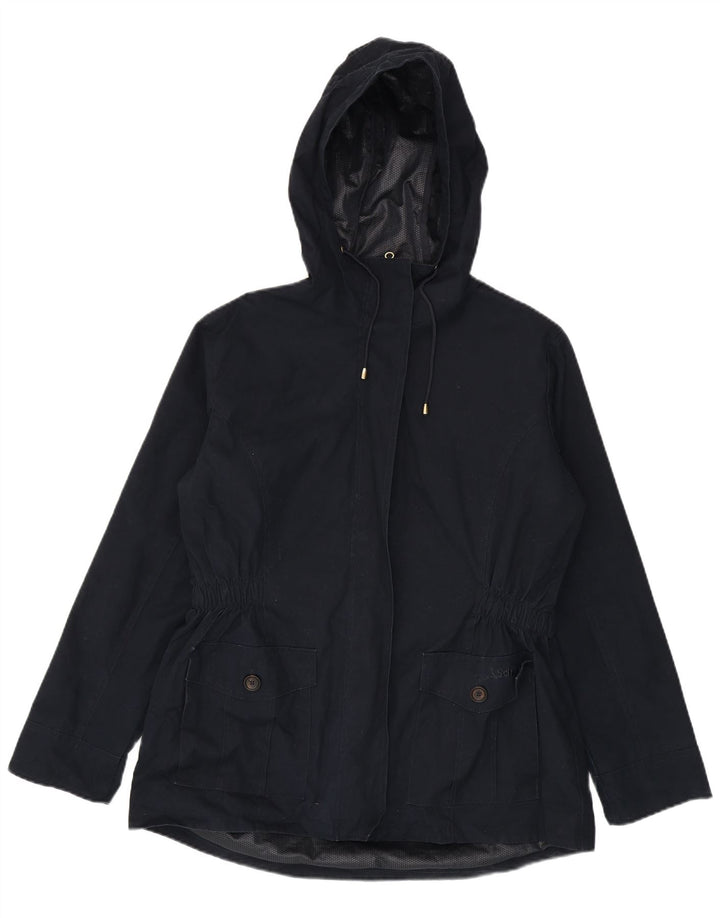 Jaqueta de chuva feminina Schoffel com capuz Reino Unido 16 grande algodão azul marinho