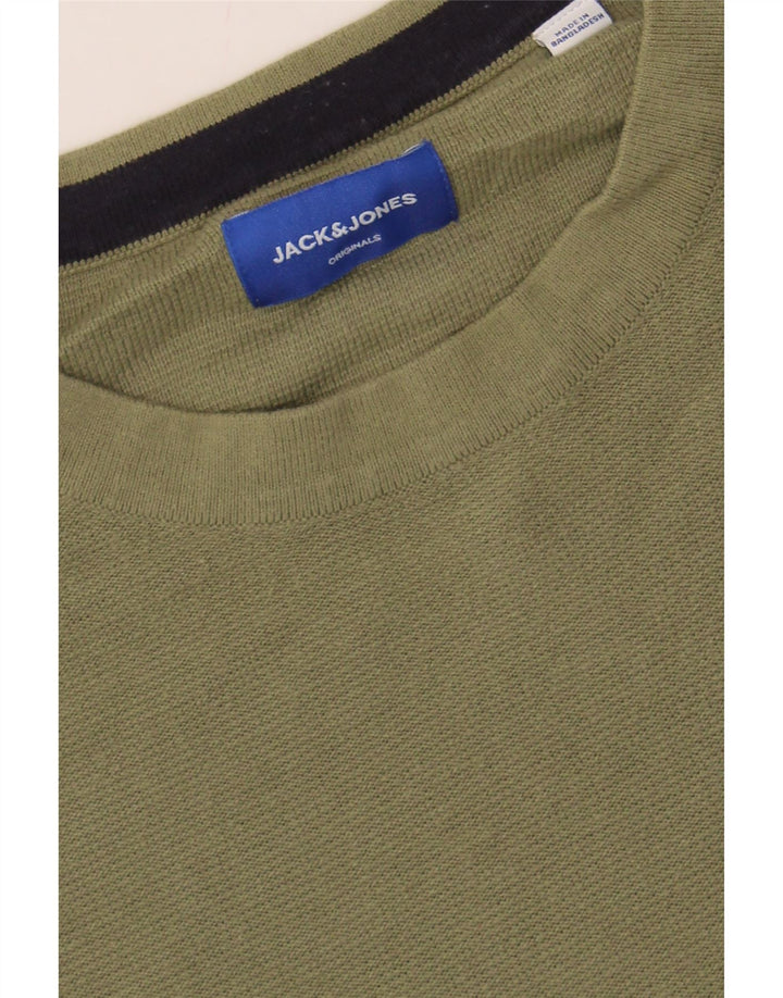 JACK & JONES Mens Crew Neck Jumper Sweater XL Grey Colourblock Cotton Vintage Jack & Jones and Second-Hand Jack & Jones from Messina Hembry 