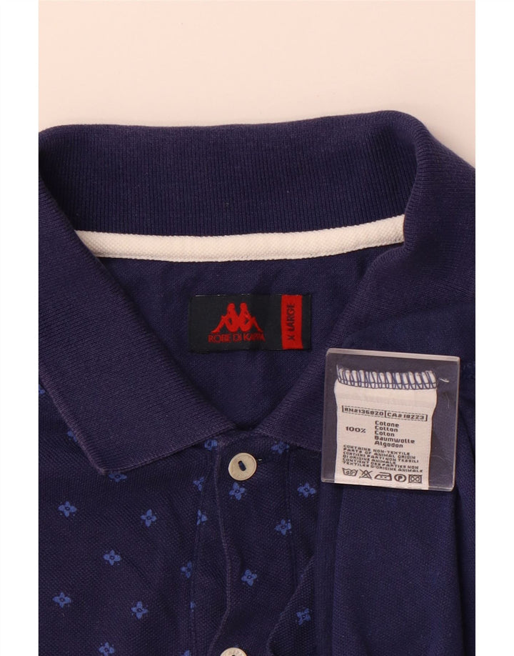 Camisa polo masculina KAPPA XL algodão manchado azul marinho
