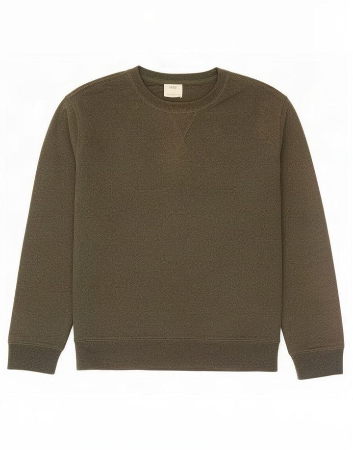 Suéter masculino Marks & Spencer grande de algodão cáqui