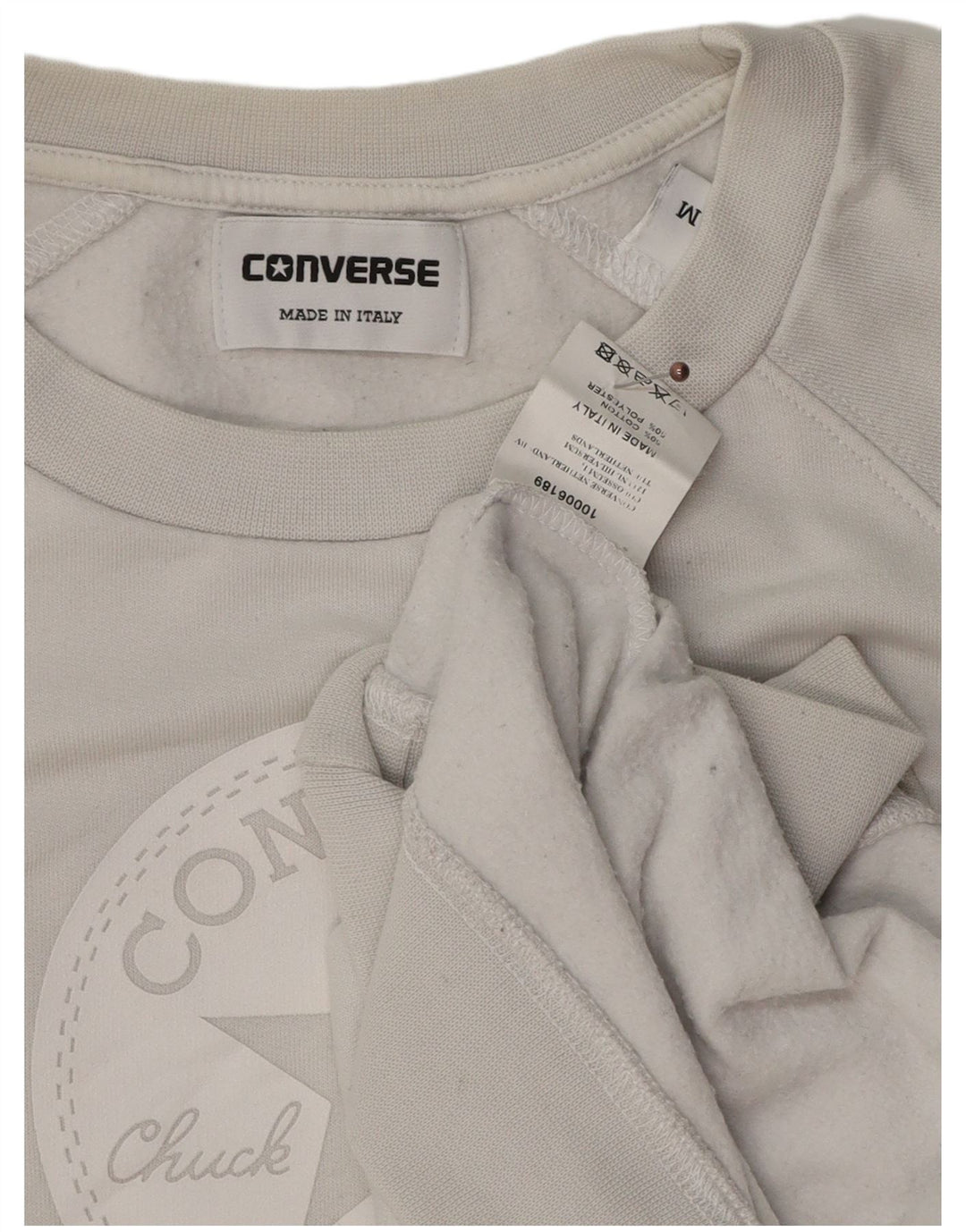 Converse Mens Chuck Taylor Graphic Moletom Jumper Médio Algodão Cinza