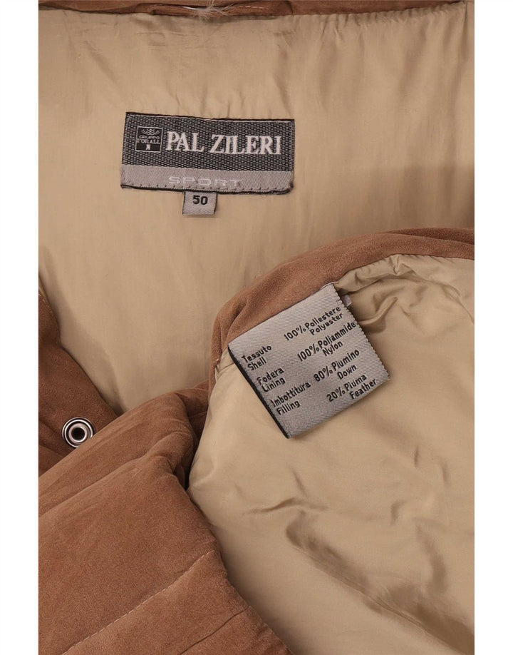 Jaqueta acolchoada masculina com capuz Pal Zileri IT 50 poliéster marrom grande