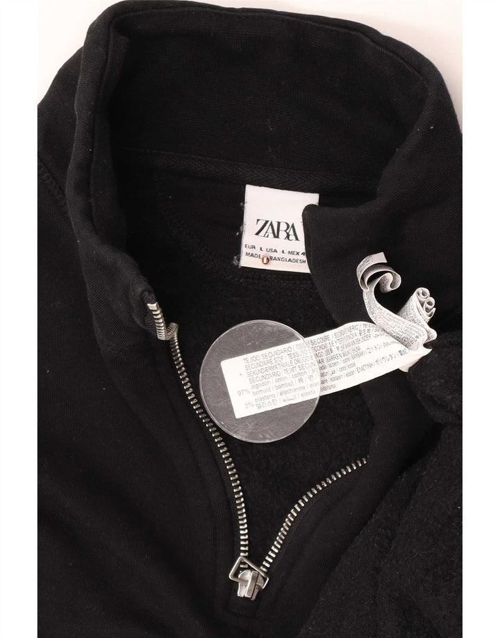 Moletom masculino Zara com zíper e gola alta de algodão preto