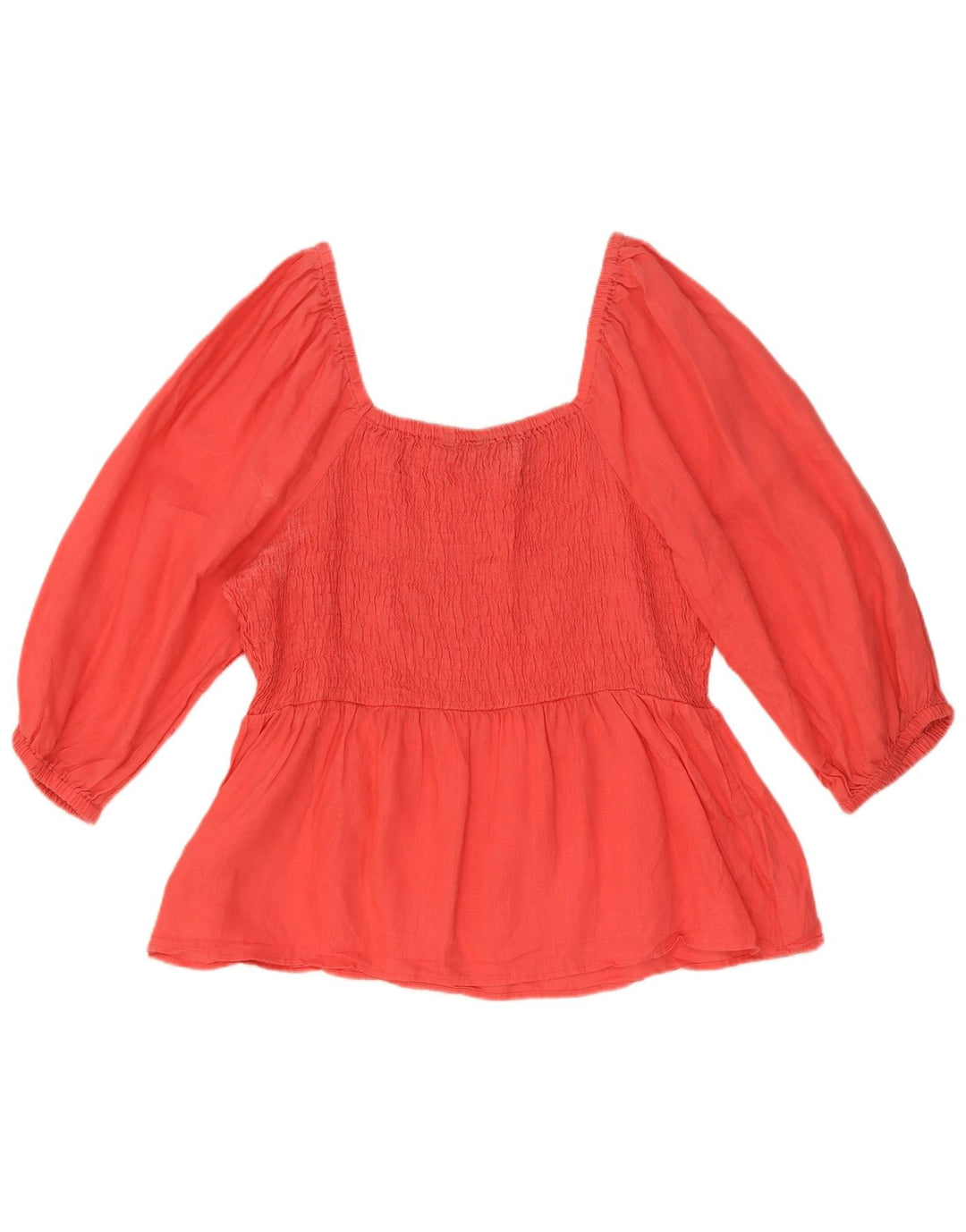 Blusa feminina de manga 3/4 Marks & Spencer UK 16 grande linho vermelho