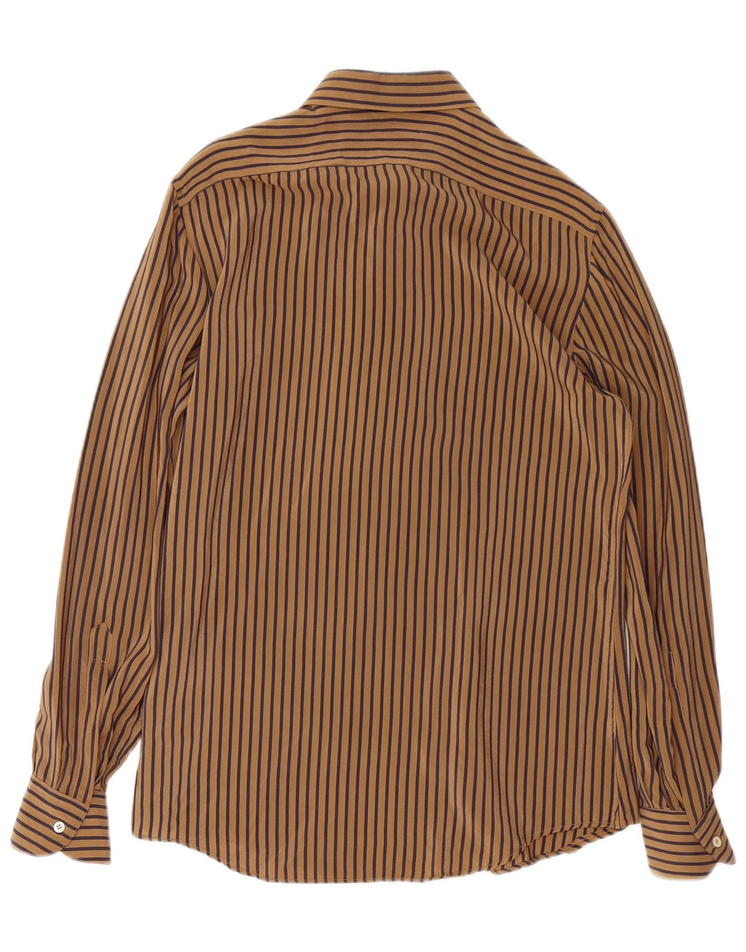 Camisa masculina TORRAS tamanho 38 seda listrada marrom médio