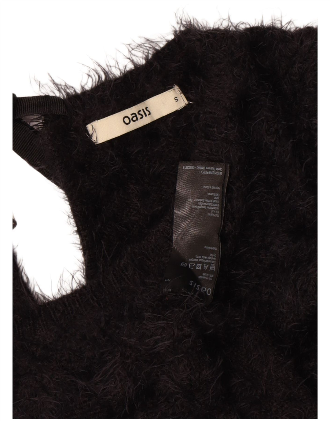 Suéter feminino Oasis com gola canoa UK 10 poliamida preta pequena