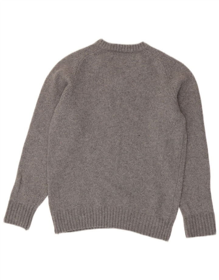 Suéter masculino Zara com decote em V de lã cinza médio