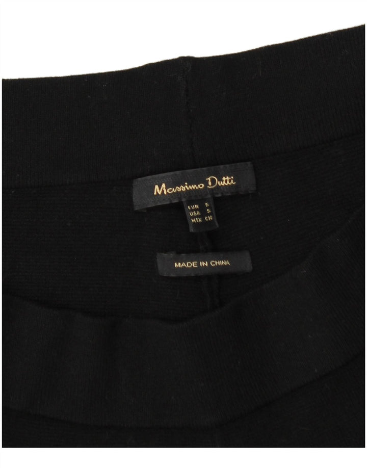 Calça feminina Massimo Dutti com perna larga cortada pequena W28 L25 preta