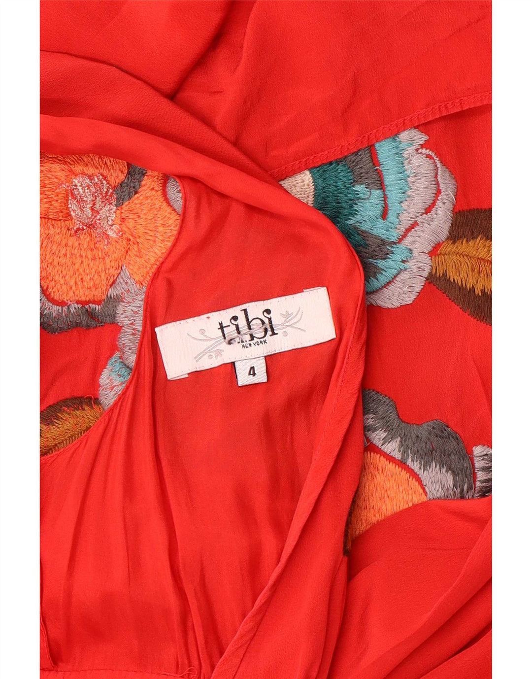 Vestido maxi feminino Tibi gráfico US 4 pequeno floral vermelho