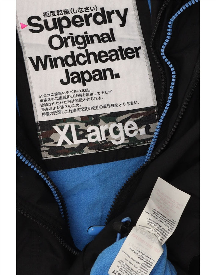 Jaqueta corta-vento feminina SUPERDRY com capuz e capuz UK 18 XL preta