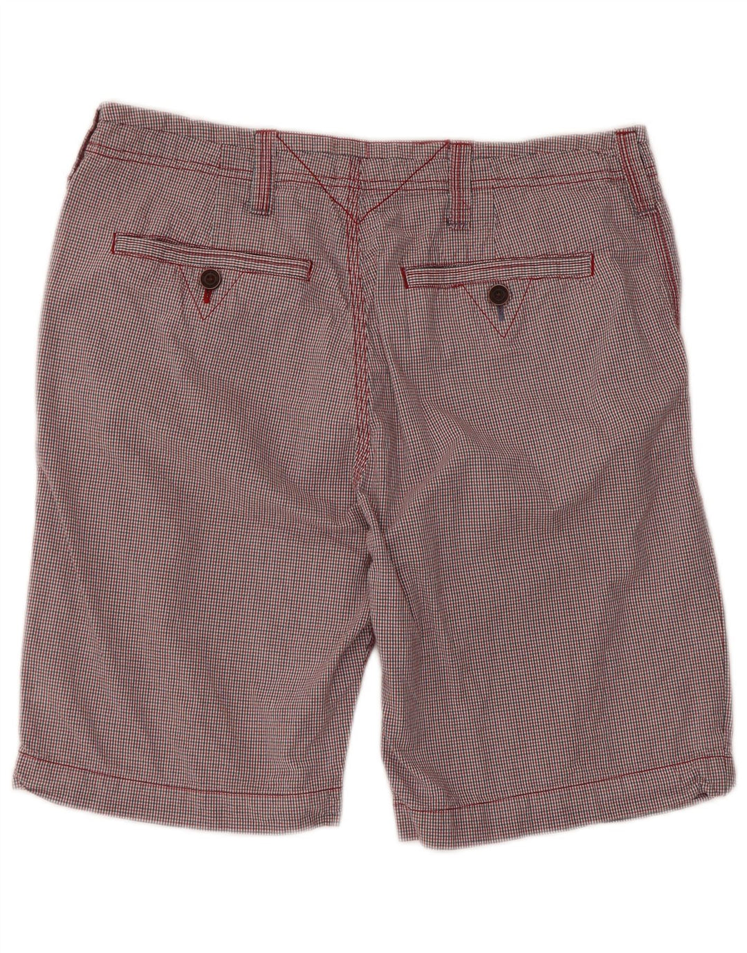 WHITE STUFF Mens Chino Shorts W34 Grande Algodão Gingham Vermelho