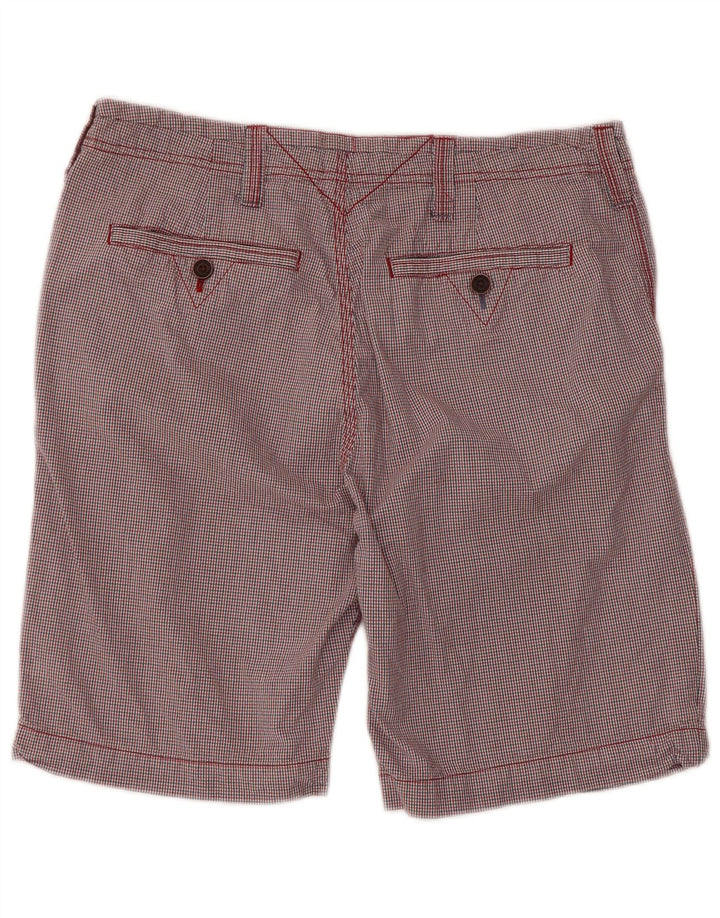 WHITE STUFF Mens Chino Shorts W34 Grande Algodão Gingham Vermelho