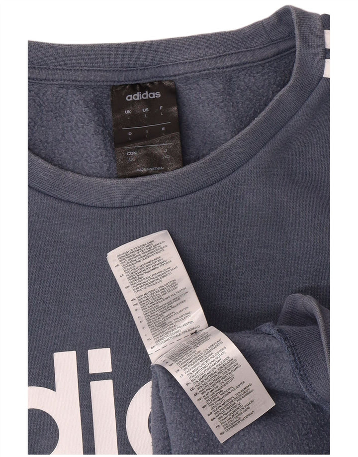 ADIDAS Mens Graphic Moletom Jumper Grande Algodão Azul