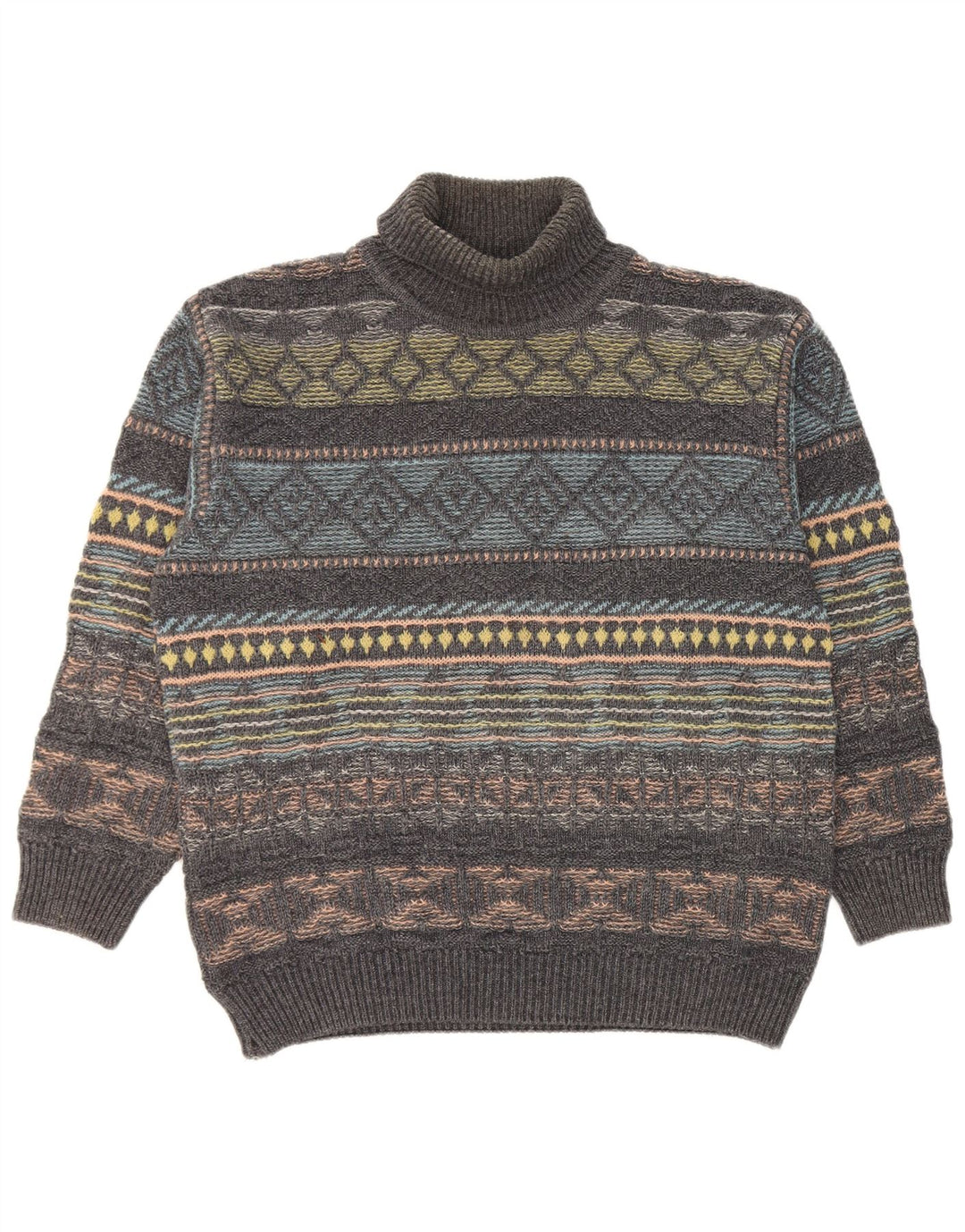 Gilberto Suéter masculino com gola redonda IT 56 2XL lã geométrica cinza