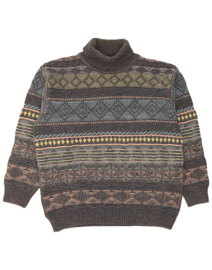 Gilberto Suéter masculino com gola redonda IT 56 2XL lã geométrica cinza