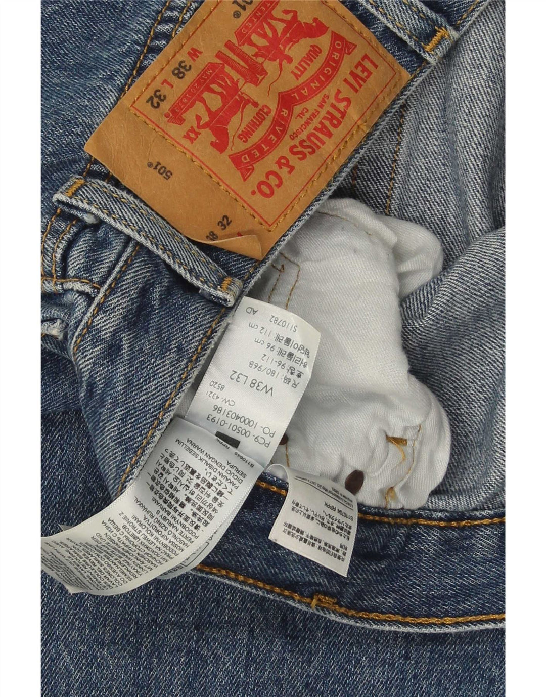 Levi's Masculino 501 Straight Jeans W38 L32 Azul Algodão