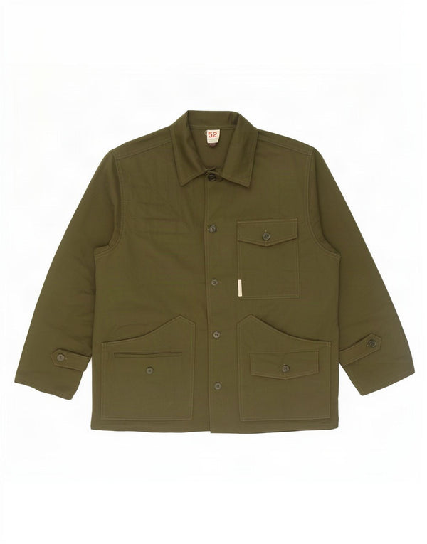 Jaqueta utilitária masculina vintage IT 52 XL poliéster cáqui