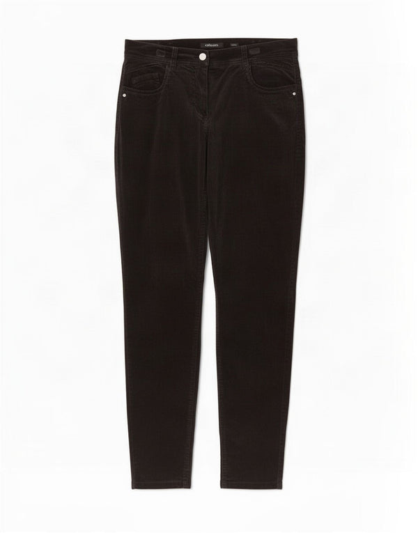 Olsen Calça feminina Dana Slim Velvet casual Reino Unido 10 pequena W30 L30 preta