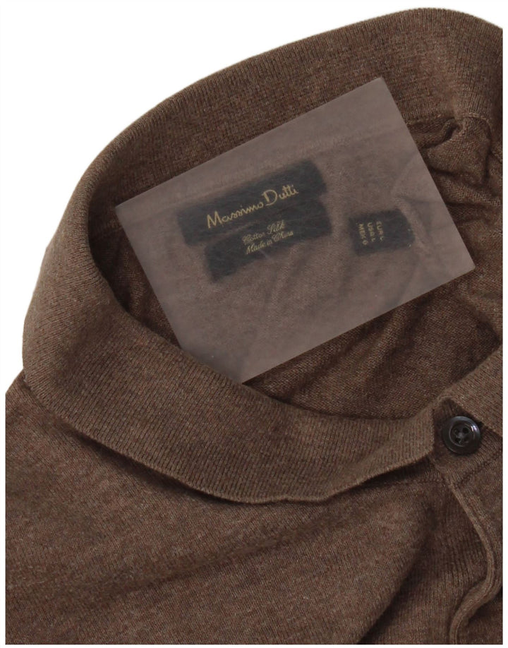 Suéter masculino Massimo Dutti com gola polo grande marrom