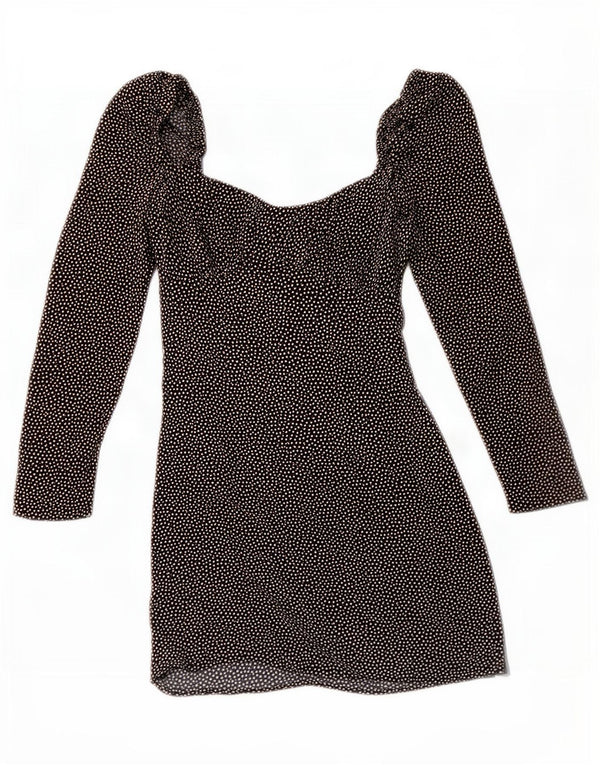 Mini vestido feminino Zara com ombros de fora UK 6 XS preto manchado