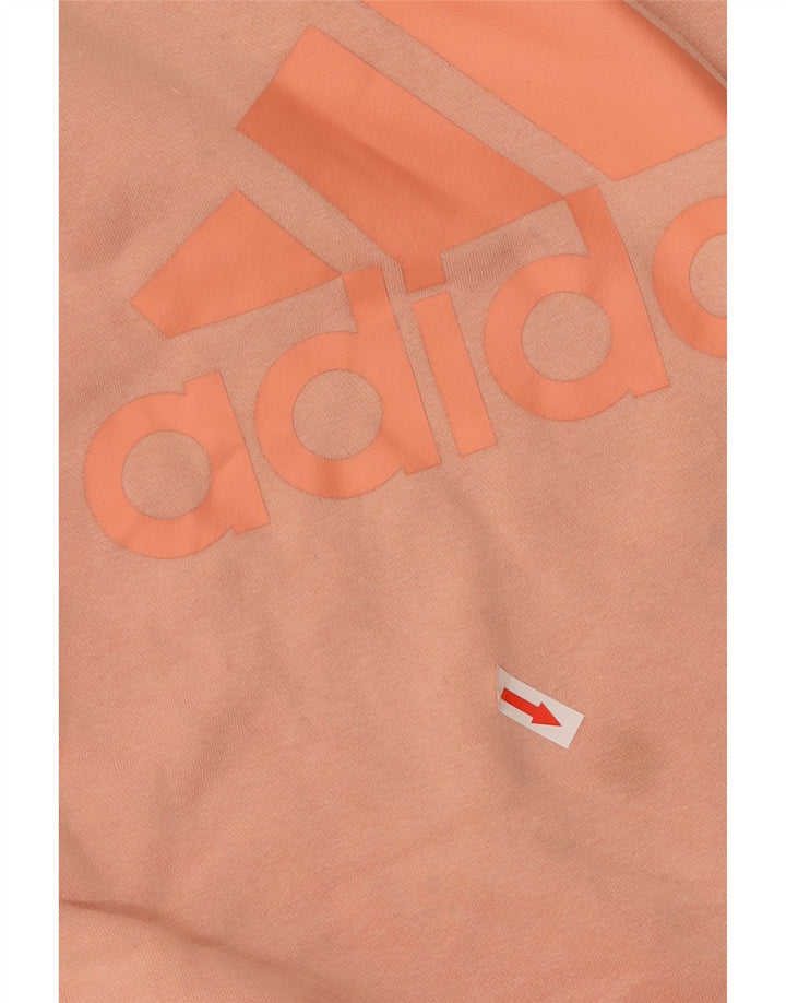 ADIDAS Womens Graphic Sweatshirt Jumper UK 12/14 Médio Algodão Rosa