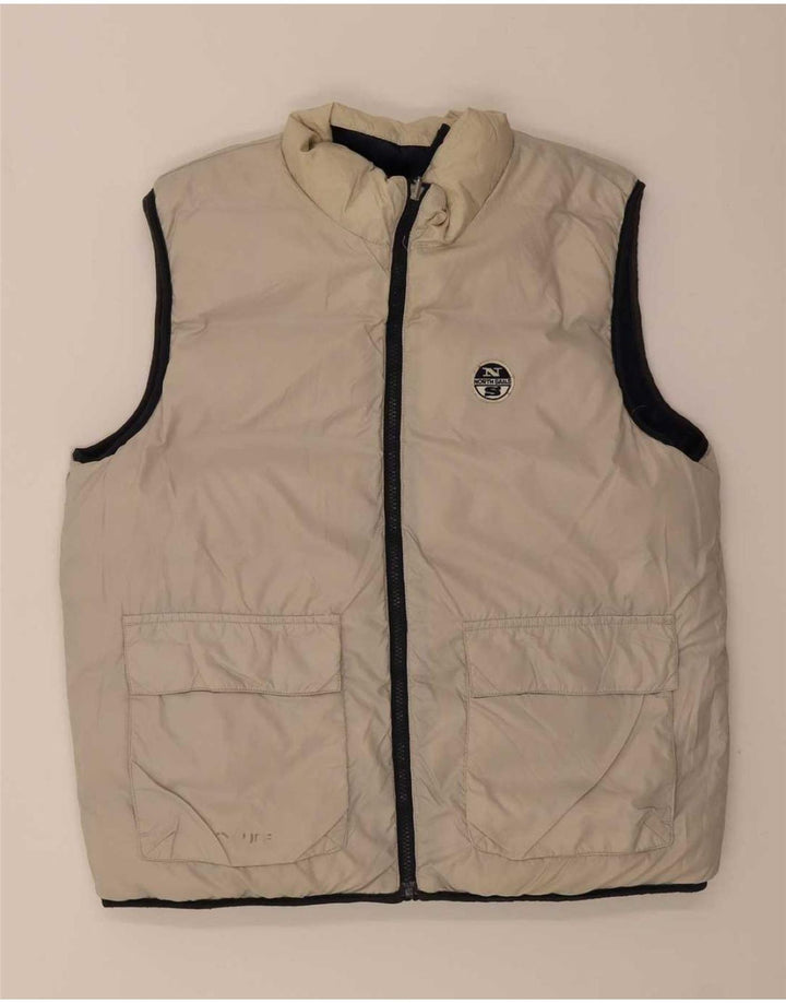 Colete acolchoado reversível masculino North Sails UK 38 médio azul marinho poliamida
