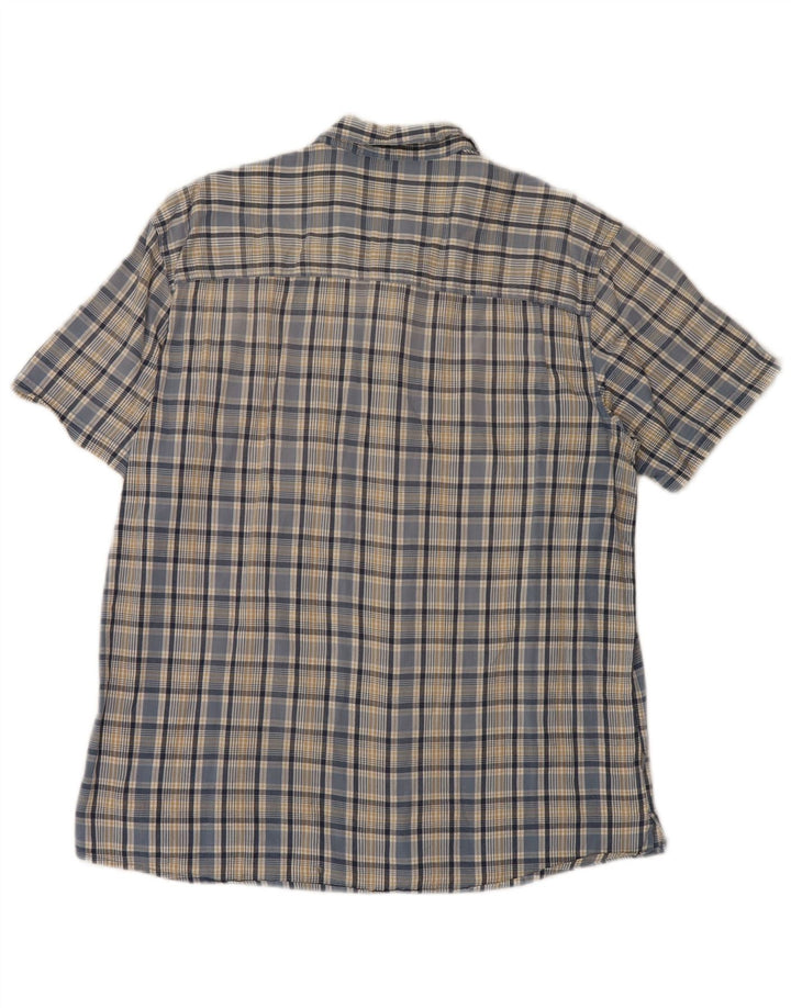 Camisa masculina de manga curta Mountain Warehouse XL azul xadrez de algodão