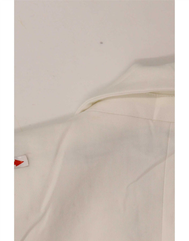 Jaqueta blazer feminina Zara com 1 botão Reino Unido 14 poliéster branco médio