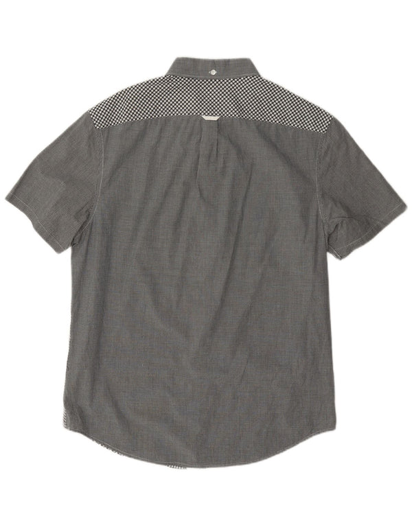 Camisa masculina de manga curta Penguin Heritage cinza médio algodão guingão