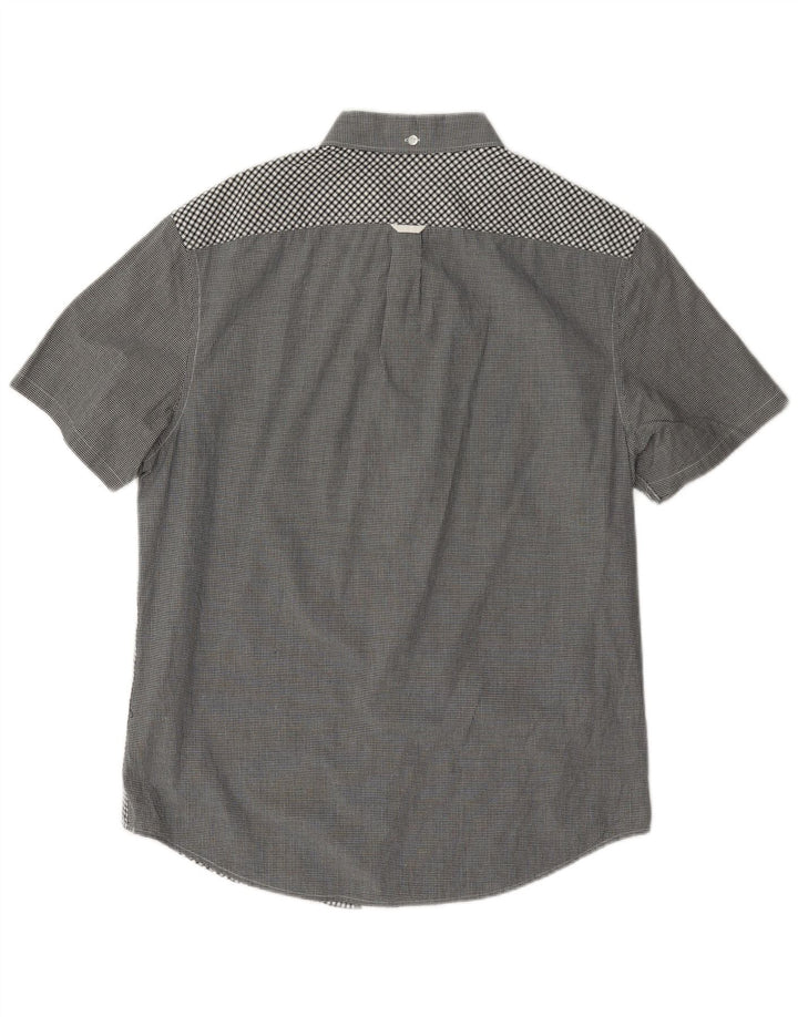 Camisa masculina de manga curta Penguin Heritage cinza médio algodão guingão