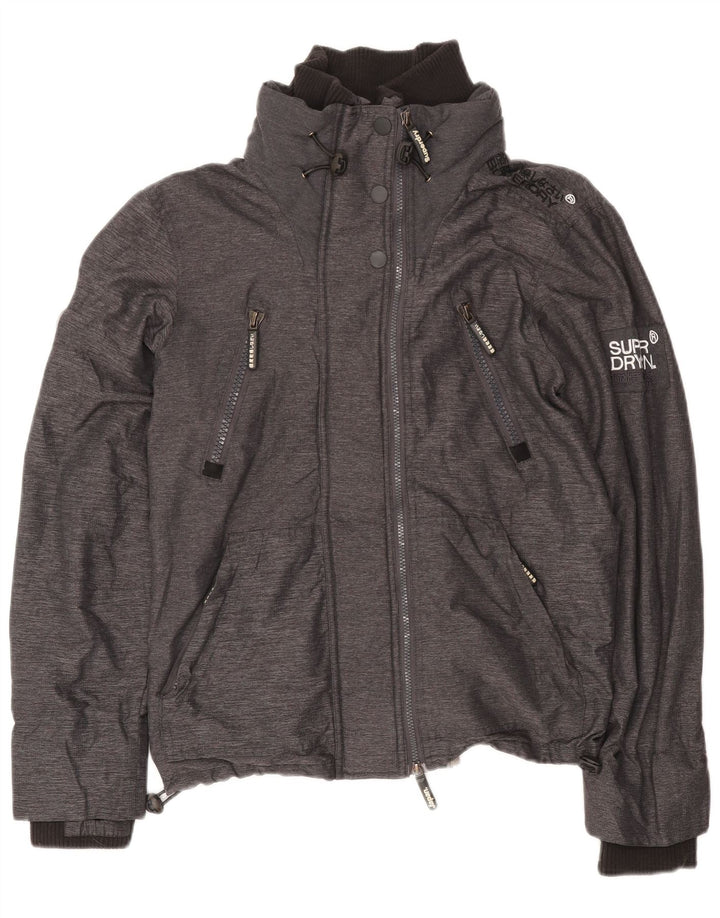 Jaqueta de chuva feminina Superdry UK 14 nylon cinza médio