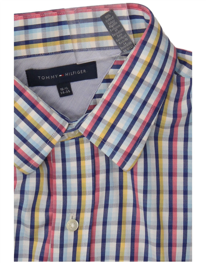 Camisa masculina Tommy Hilfiger tamanho 16 16 1/2 grande algodão xadrez multicolorido
