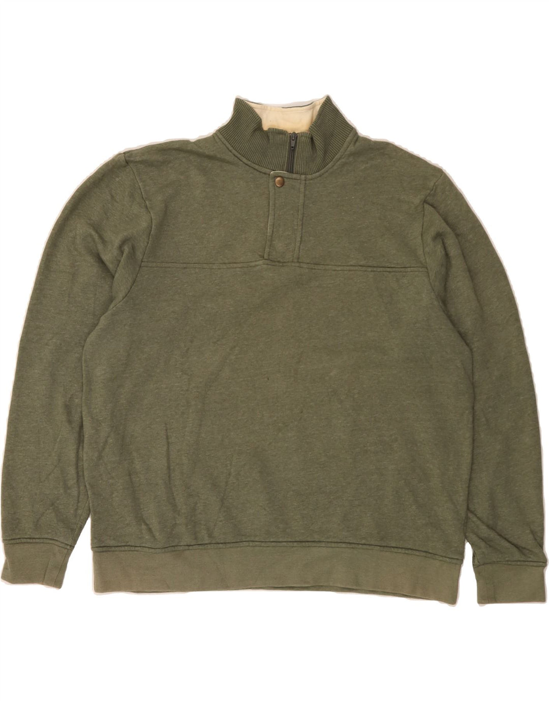 ORVIS Mens Zip Neck Sweatshirt Jumper XL Khaki Cotton Vintage Orvis and Second-Hand Orvis from Messina Hembry 