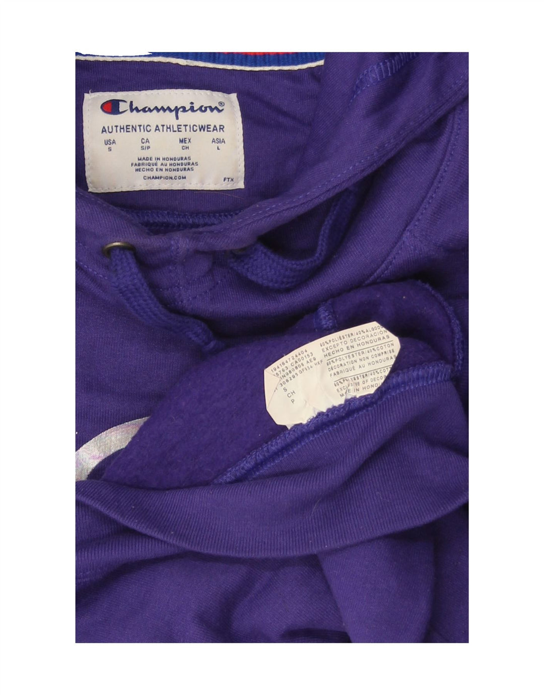 CHAMPION Mens Graphic Hoodie Jumper Small Purple Cotton Vintage Champion and Second-Hand Champion from Messina Hembry 