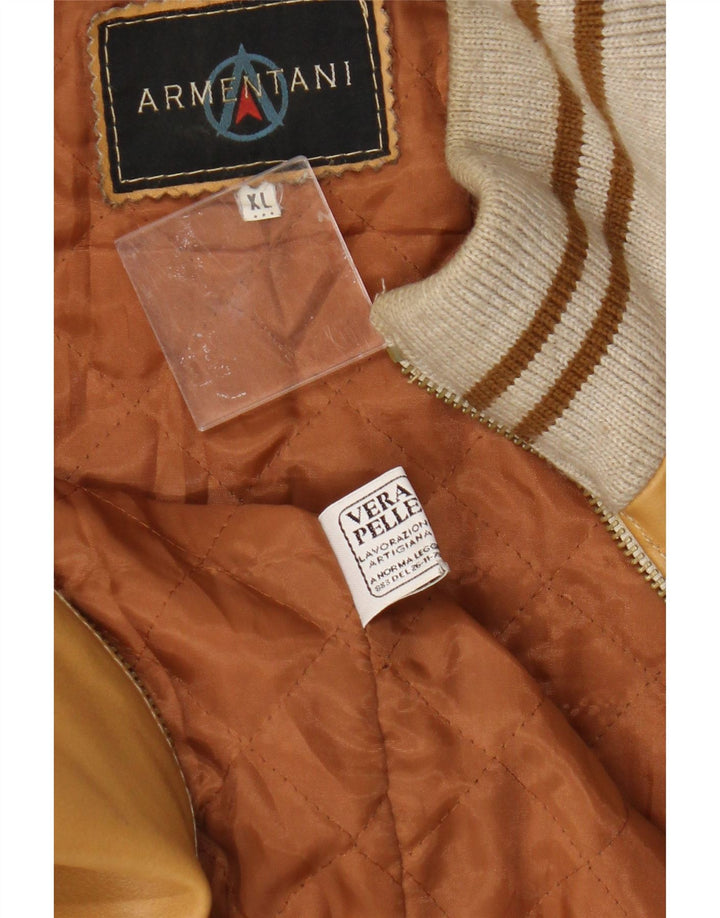 Jaqueta de couro bomber masculina vintage Reino Unido 42 XL couro bege