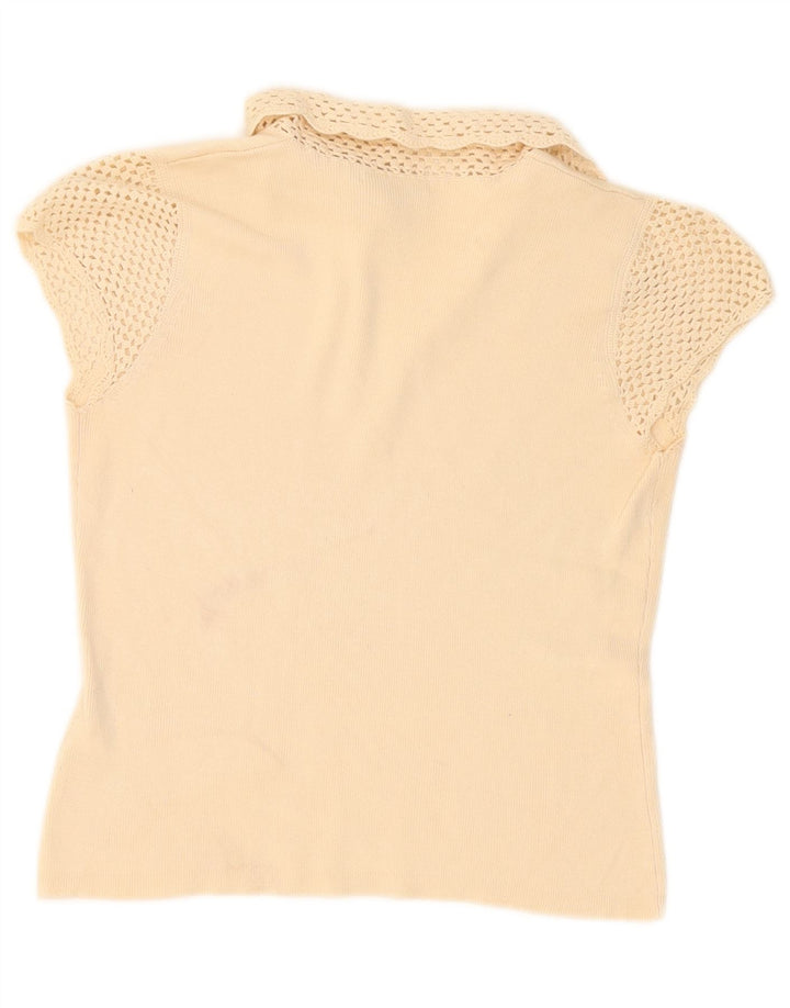 Camisa polo feminina Marks & Spencer Reino Unido 10 algodão bege pequeno