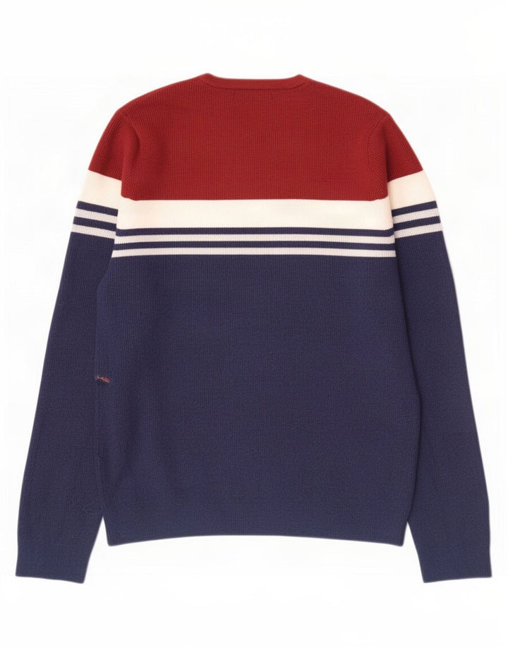 Suéter masculino Marks & Spencer com gola redonda grande bloco colorido azul