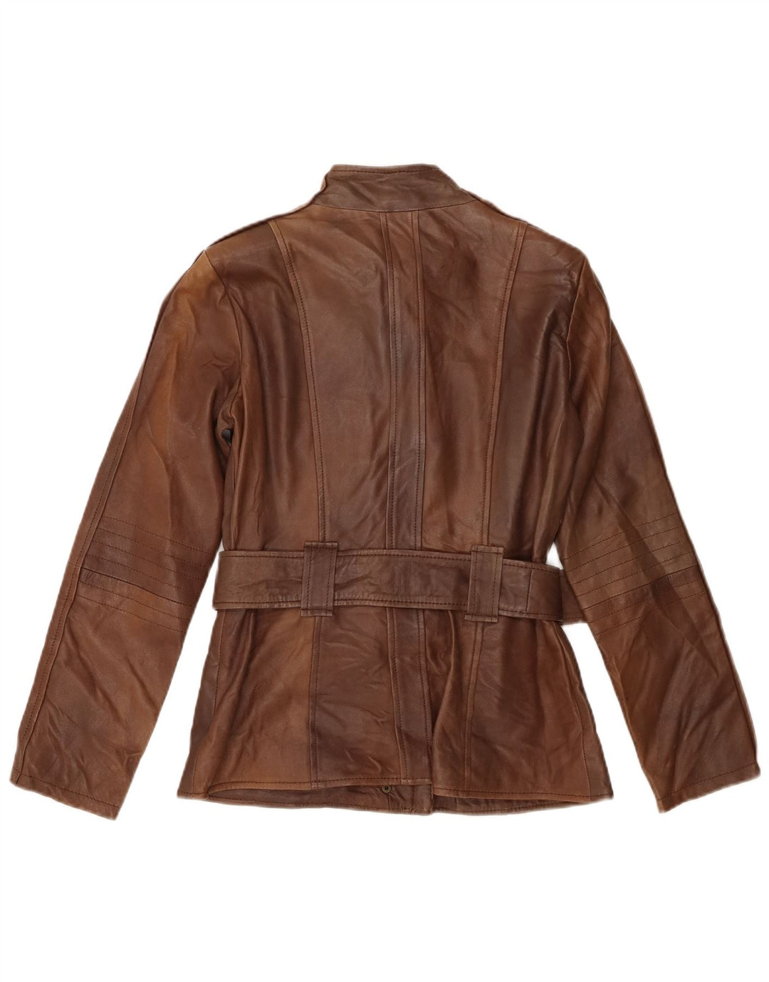 Jaqueta de couro feminina Zara Reino Unido 14 grande couro marrom