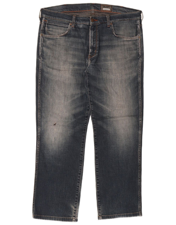 Wrangler Mens Greensboro Straight Jeans W38 L29 Azul Algodão