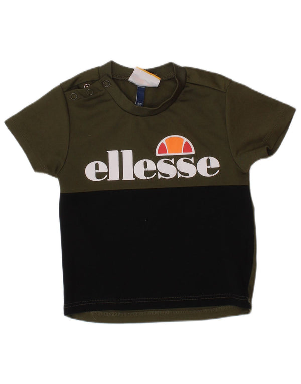 Camiseta gráfica ELLESSE para meninos de 6 a 9 meses cáqui colorblock