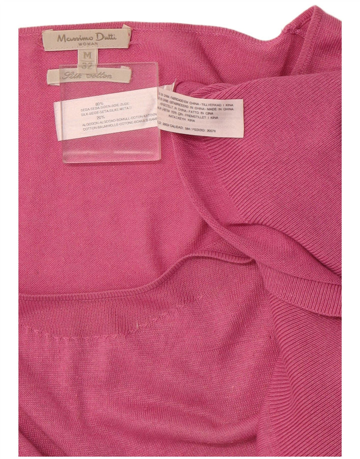 Suéter feminino MASSIMO DUTTI com gola canoa Reino Unido 14 seda rosa médio
