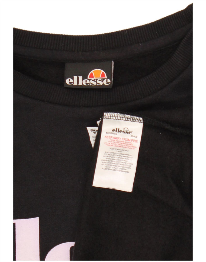 Ellesse Suéter feminino gráfico oversized com capuz Reino Unido 14 médio preto